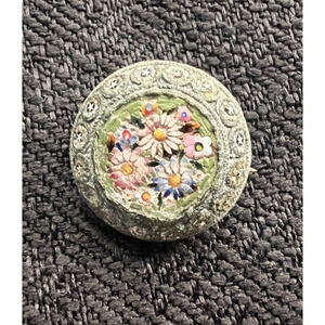 Antique Italian Micro Mosaic FAP FABBRICA ANGELO PESSAR Brooch Miniature